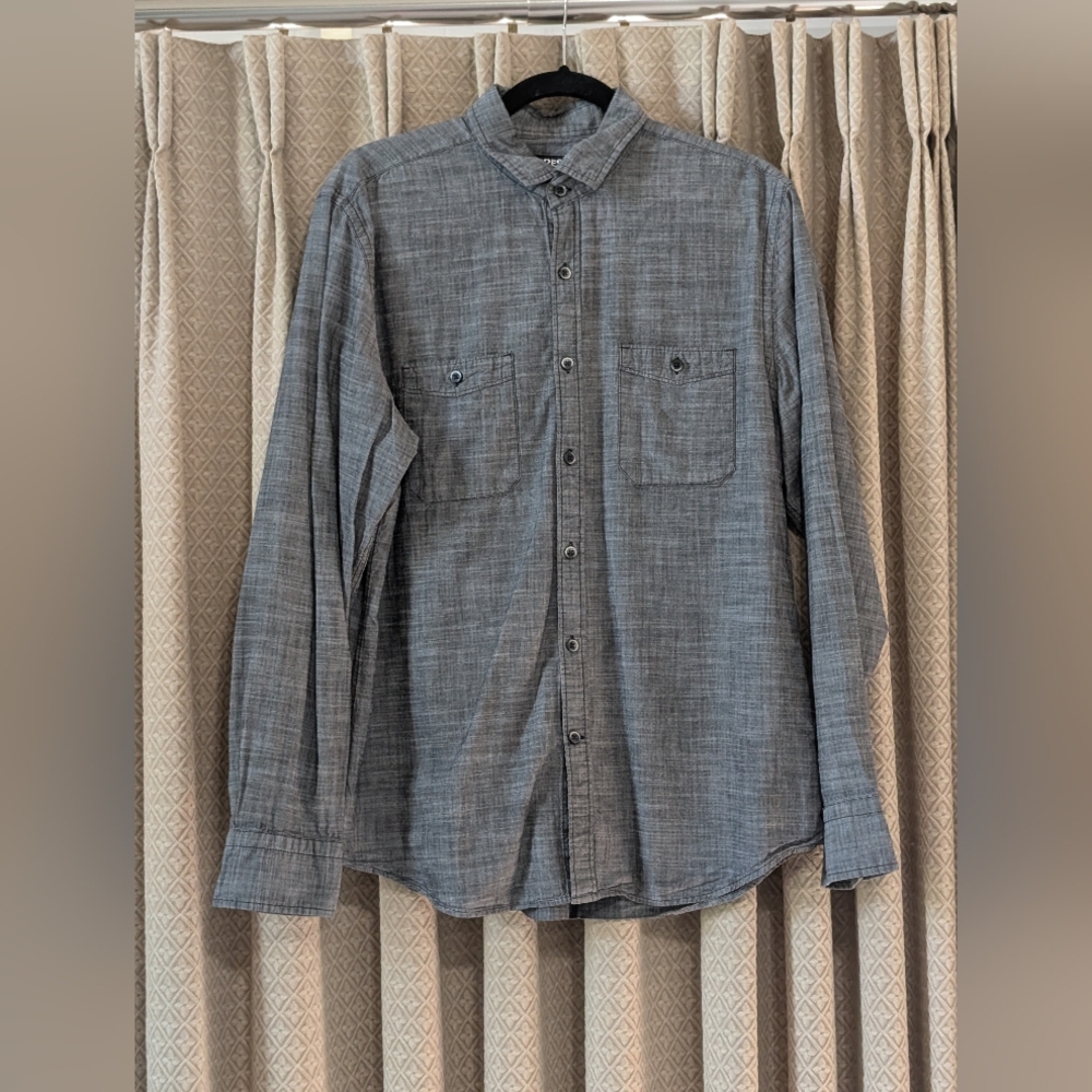 Men's Size Large Express Long Sleeve Gray Button Down Shirt
